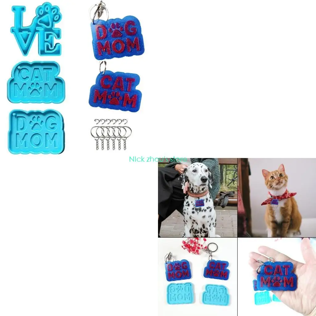 

E15E Silicone Mold Set Dog Love Tag Molds for Epoxy Resin Pets Tag Molds for DIY Crafts Making or Homemade Crafts