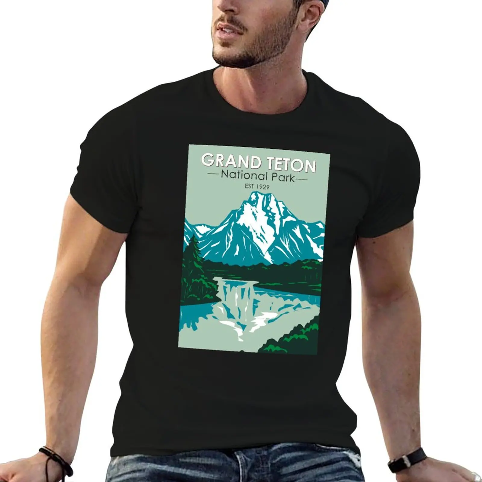 

Grand Teton Jackson Hole Valley National Park Wyoming Vintage T-Shirt cotton t shirts man 100% anime t shirts oversize T-Shirt