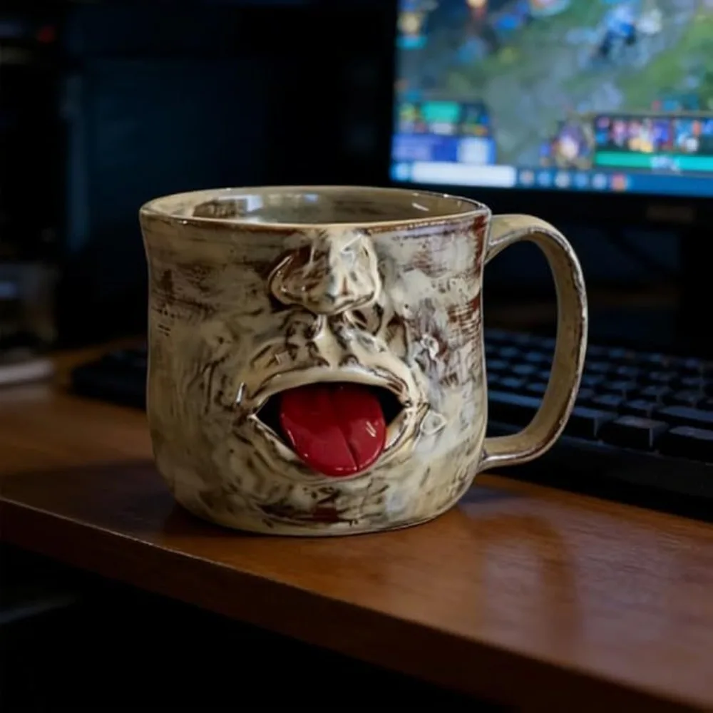 Cross-border best-selling Shaking The Tongue Classic Cup, a fun ceramic cup with a movable tongue