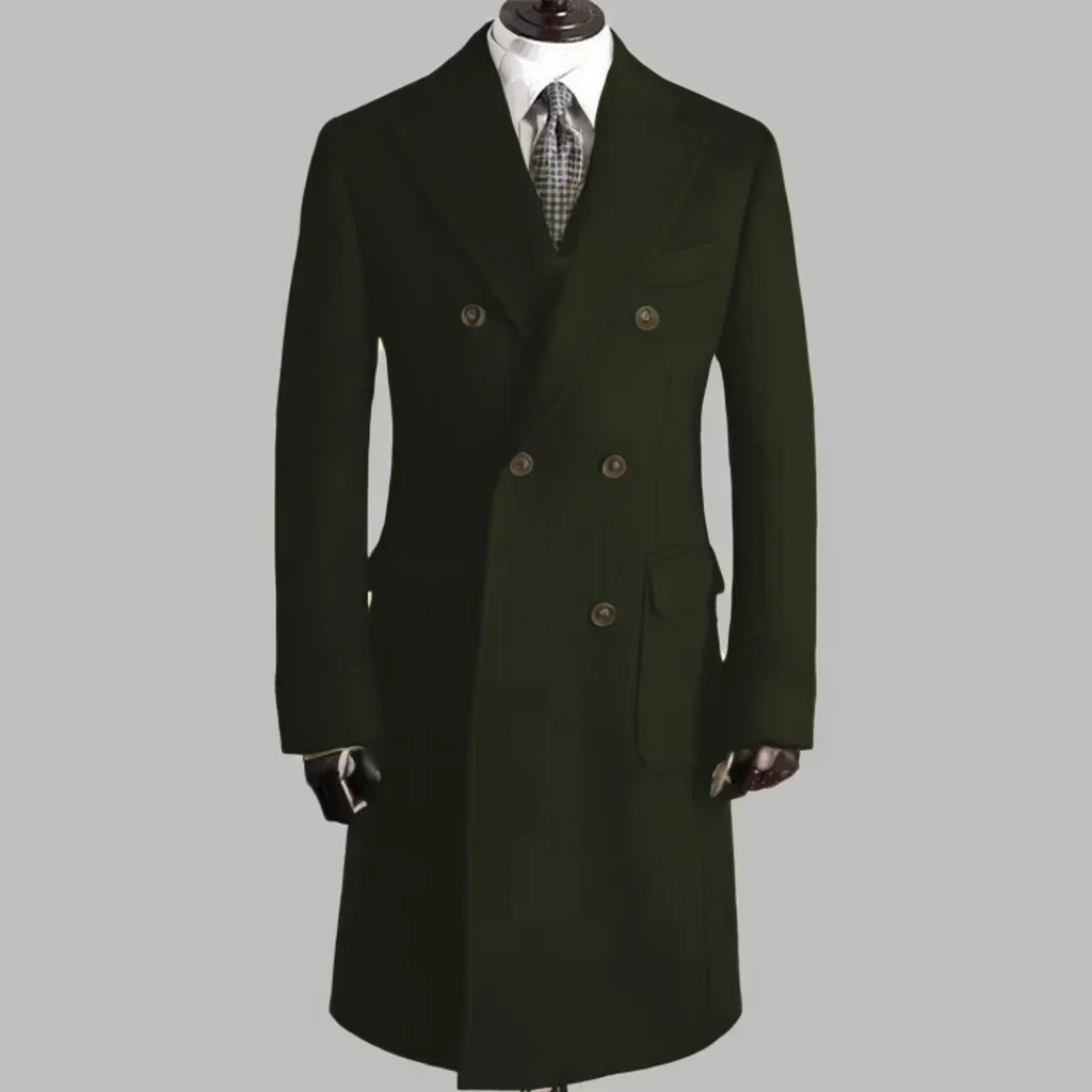 Trench Coat with Notched Lapel and Double-breasted ，comfortable Winter Jacket for Men，Double Breasted，Warm, Coat Customization