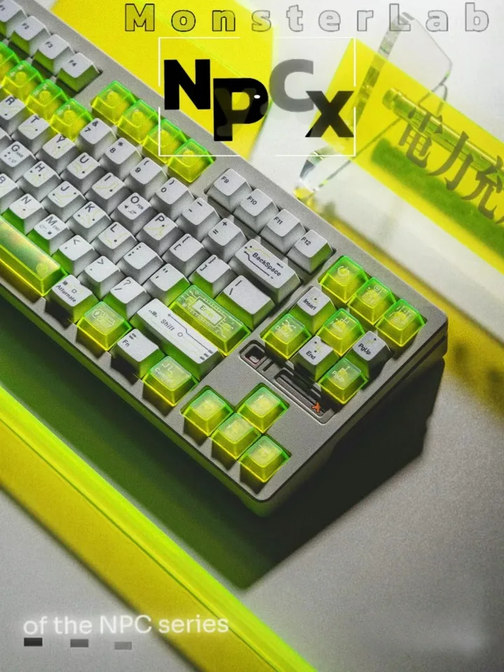 メカニカルキーボード用の蛍光グリーンキーキャップのセット,pbtとpc