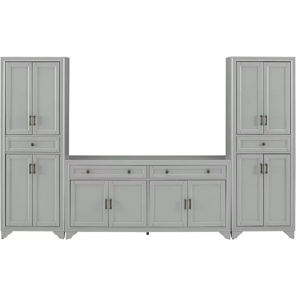 Ensemble de buffet et buffet, design de ferme moderne, décor traditionnel abaissé, 15 po, D x 108.5 po, l x 67.75 po, h, 3 pièces