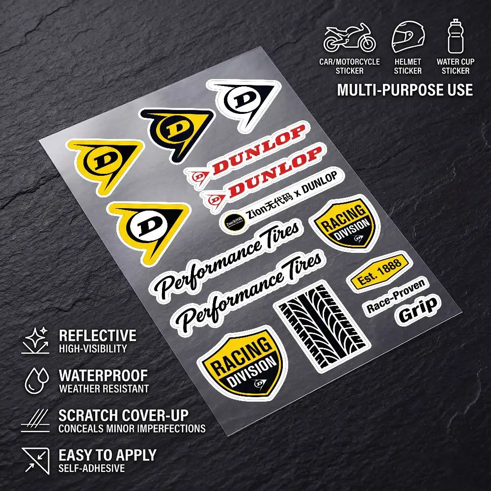 

for Dunlop High Visibility Reflective Waterproof Decal Scratch Hide Sticker Fit Car Motorcycle Helmet Refrigerator