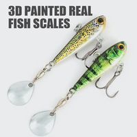 Metal Mini VIB With Spoon Fishing Lure 49cm 19g Fishing Tackle Pin Crankbait Vibration Spinner Sinking Bait Rotate Treble Hook