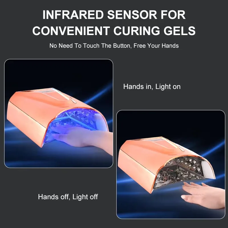 Lampada per unghie UV LED ricaricabile Pro Cure potente personalizzata da 128 W per unghie in gel Lampada per polimerizzazione professionale per asciugatrice per unghie con caricatore rapido