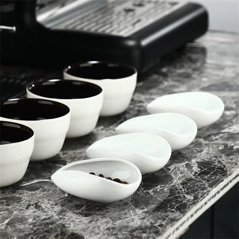 Coffee Beans Dose Trays Coffee Ware Pure White Ceramic Tea Set Scoops Chinese Kung Fu Tea Set Coffee Bean Scoop Shovel