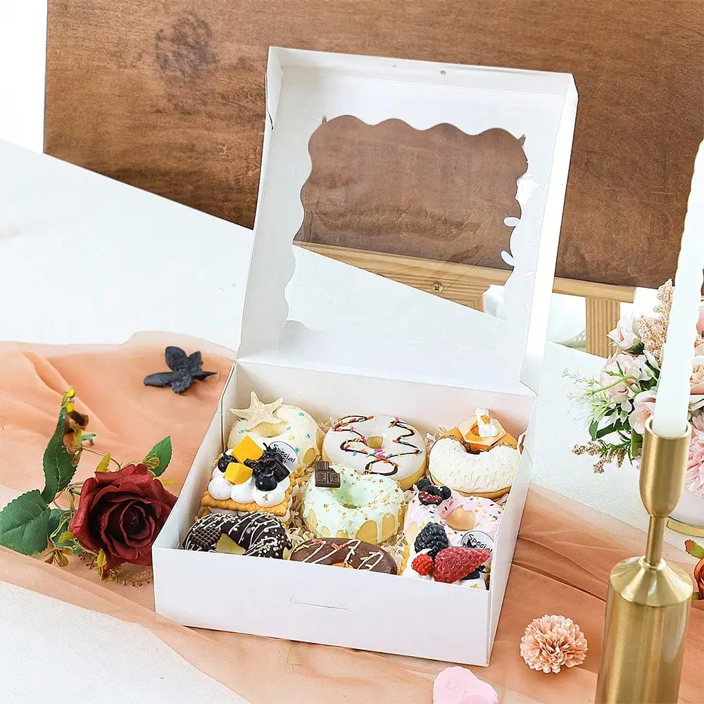 Superlele 26/52 قطعة 9x9x2.5 بوصة صناديق فطيرة مع نافذة - صناديق حلوى المخابز/الكوكي للهالوين/عيد الحب