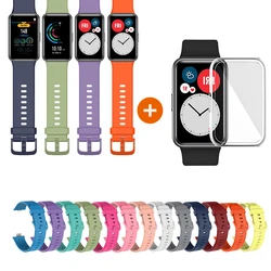 2PCS Strap+Case Soft Silicone Band Screen Protector for Huawei Watch Fit  Special Edition / Fit New / Fit SE Wristband