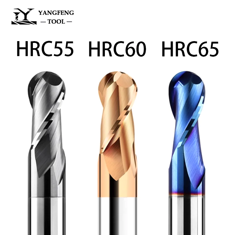 

R0.5-R10 Ball Nose End Mill 2 Flute CNC Machining Cutter HRC55 60 65 Tungsten Carbide Milling Tools for Cutting Steel/Copper
