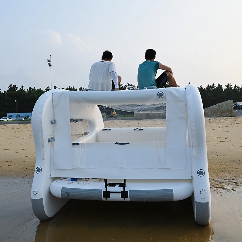 Goods In Stock Manufacturer New Series Small Yacht Inflatable House Boat Island Float Solar-Powered Electric Catamaran