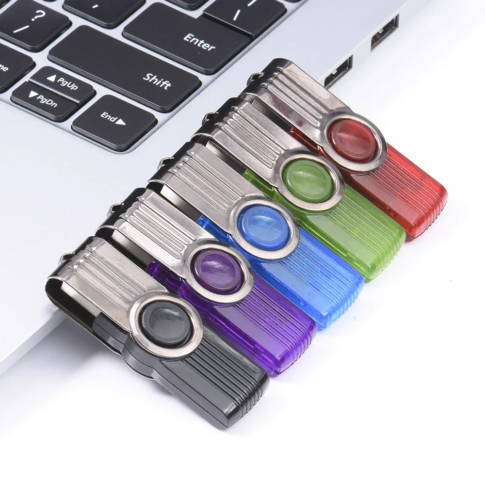 Colorful Rotatable USB Flash Drive 64GB Free Key Chain Pen Drive 32GB Silver Clip Memory Stick 16GB High Speed Pendrive U Disk