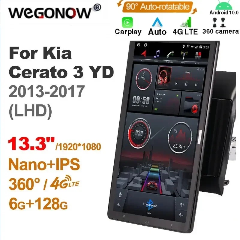 TS10 Android10.0 Ownice Car Radio Auto for  Kia Cerato 3 YD 2013-2017 with 13.3'' No DVD support USB Quick Charge Nano 1920*1080