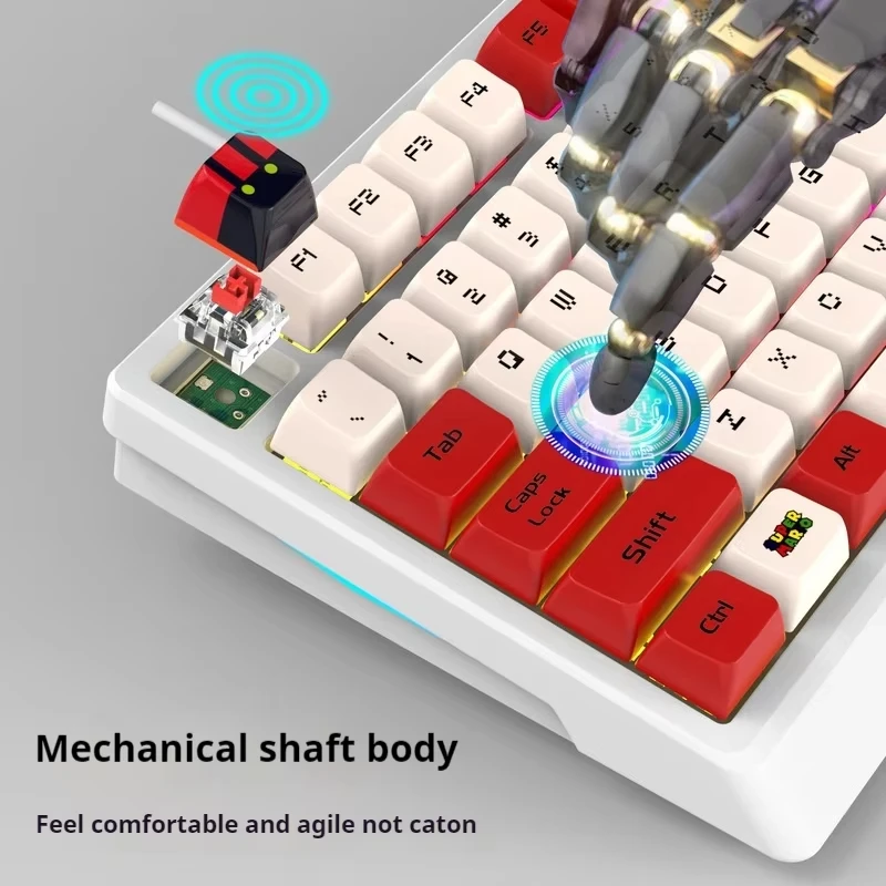 

New 98 Keys Mechanical Keyboard Wired Red Cyan Switch Gaming Keyboards Rapid Trigger Mixed Color Keyboards for PC Laptop Gamer