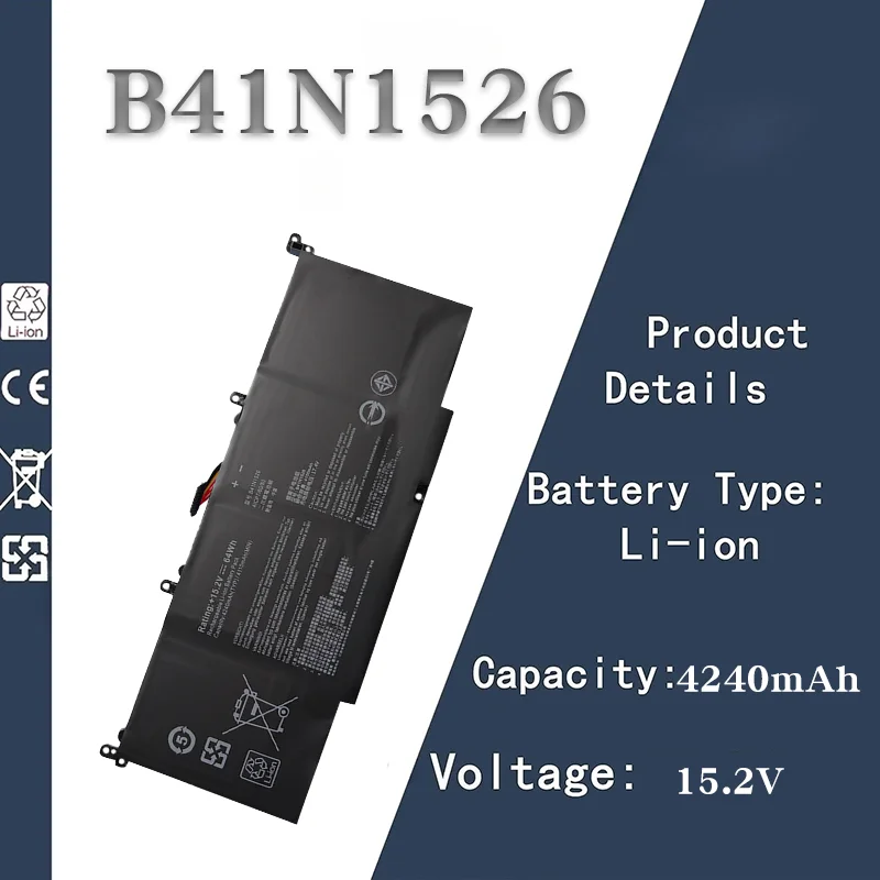 

ASUS Flying Fortress 3rd Gen FX60VM/ZX60V/FX502VM Battery - Works with B41N1526 | 15.2V 4240mAh High-Capacity Notebook Battery