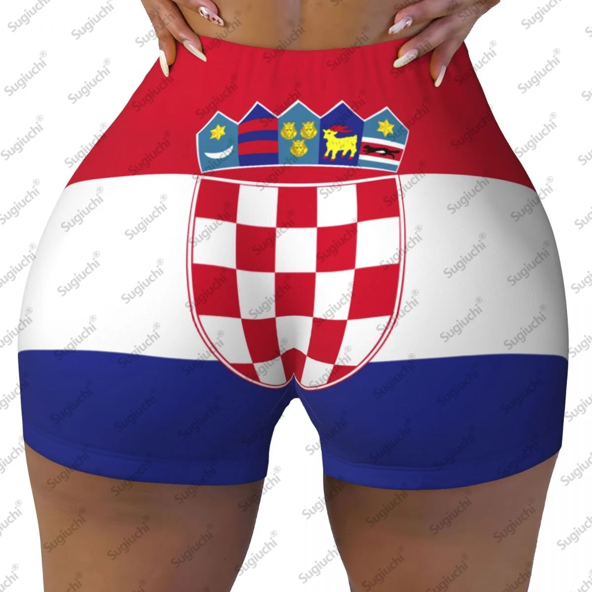 

2026 шорты для йоги с флагом Хорватии для женщин, шорты для тренировок, подтяжки ягодиц, с высокой талией, шорты для бега в тренажерном зале