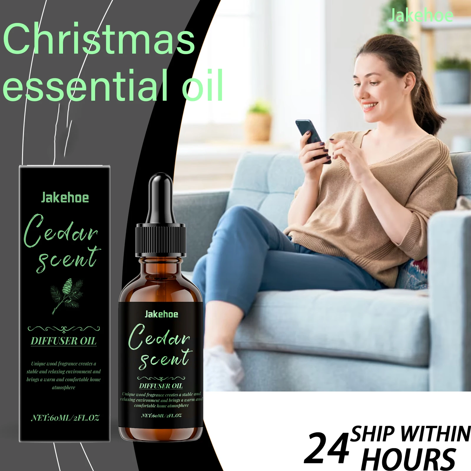 

Jakehoe Christmas Essential Oil Set 60ml Aromatherapy Diffuser Essential Oils Home Fragrance Woody Scent Natural Essential Oils