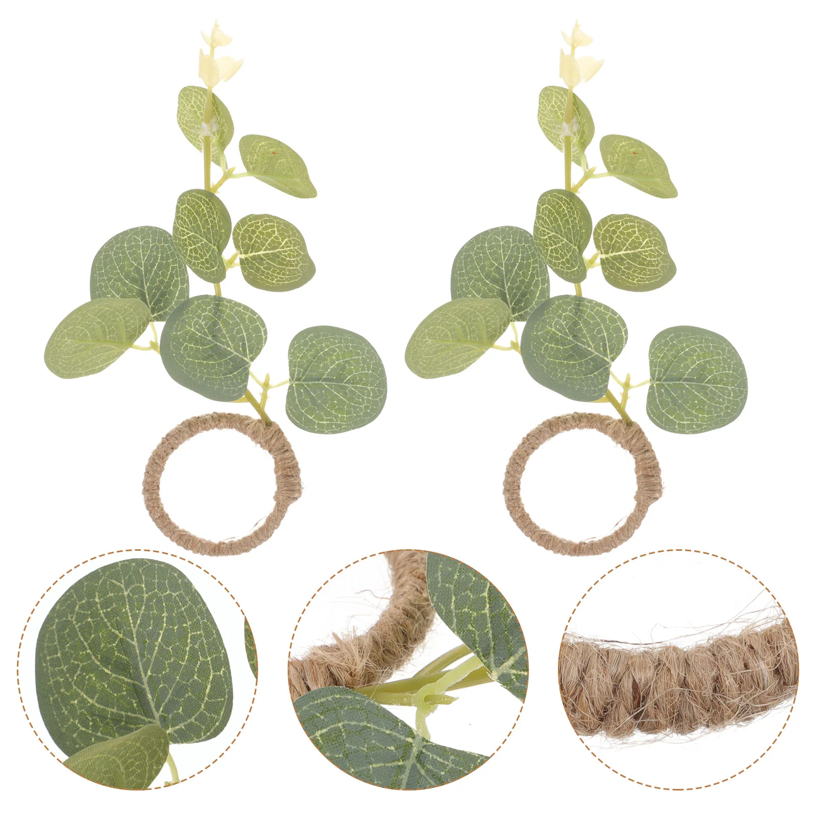 2 Pcs Green Leaf Napkin Rings Reusable Serviette Realistic Buckle Delicate Chic Wedding Banquet