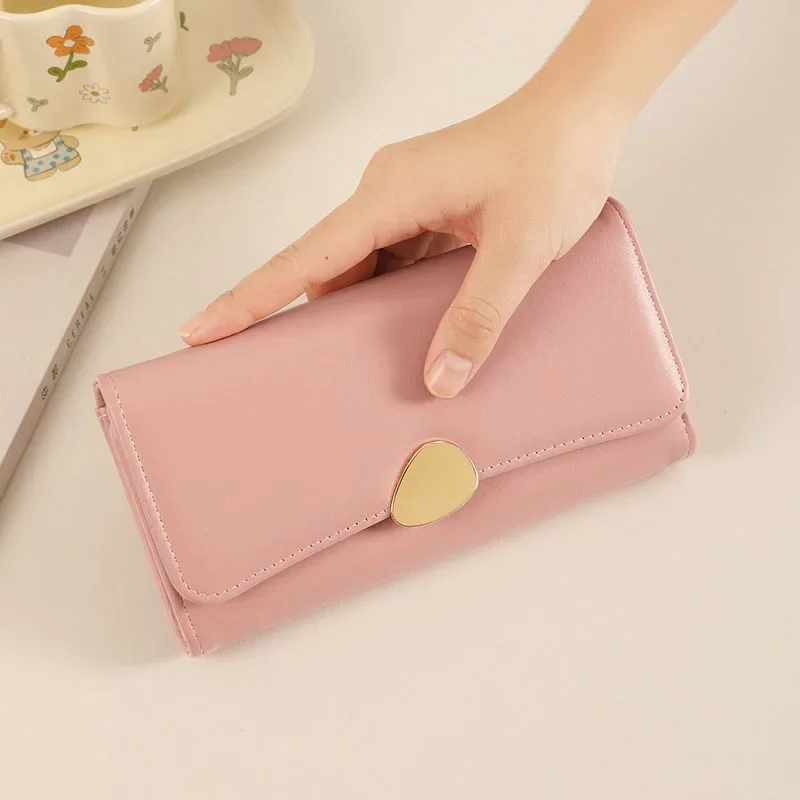 

Women‘s Long Section Wallet Classic PU Leather Purses Flap Trifold Coin Purse Multi Slots Card Holder Portable Daily Use