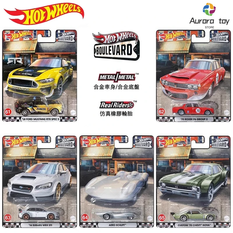 Hot Wheels-Coleção carro modelo para meninos, brinquedos para coleção, Boulevard 13 Series, Subaru Wrx Rover, Mustang, Chevrolet, Gjt68, presente de aniversário