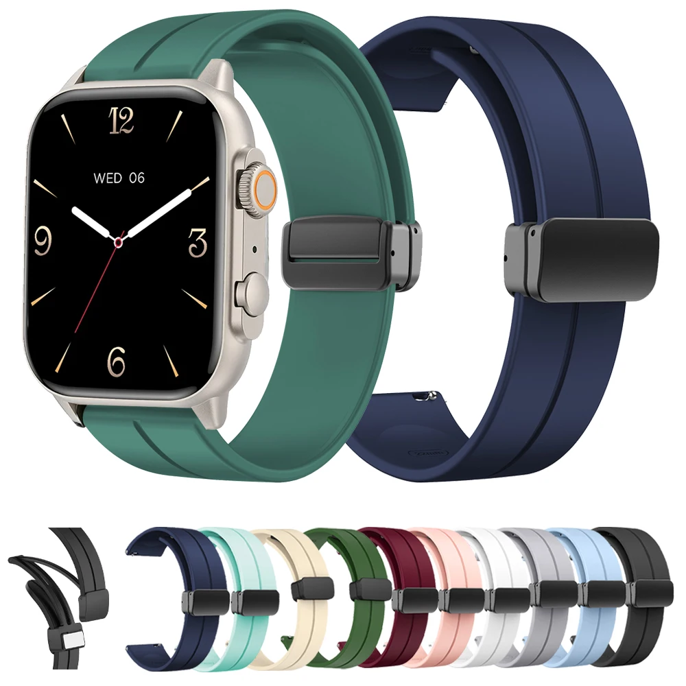 20mm 22mm Magnetic Buckle Watch Strap For COLMI P71 Band For COLMI M42/C81/P81/C61/V68/P68/P73/I28 Ultra Soft Silicone Bracelet