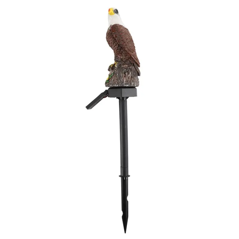 FAST-Solar Garden Light Resin Bald Eagle Figurine Dusk Dawn Solar Yard Light Animal Solar Stake Light Outdoor Decorative