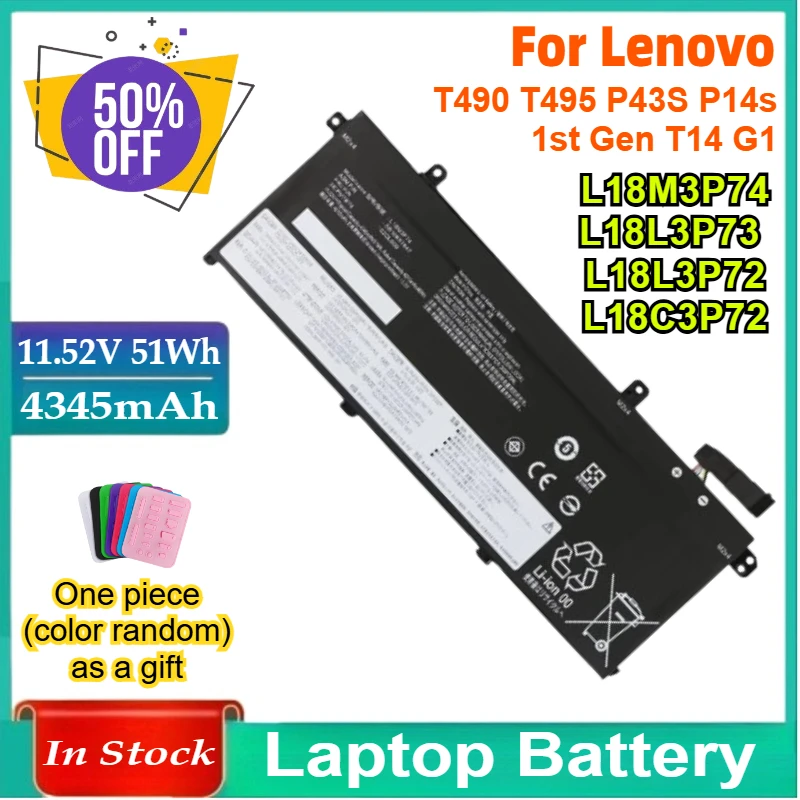 

11.52V L18M3P74 Laptop Battery for Lenovo ThinkPad T490 T495 P43S P14s 1st Gen T14 G1 L18C3P71 L18L3P73 L18M3P72 L18M4P73