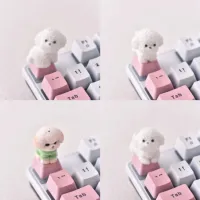 New Plucked Teddy Dog Keycaps DIY Handmade Customized Cross Axis Mechanical Keyboard  Keycaps Personalized Creative Keycaps