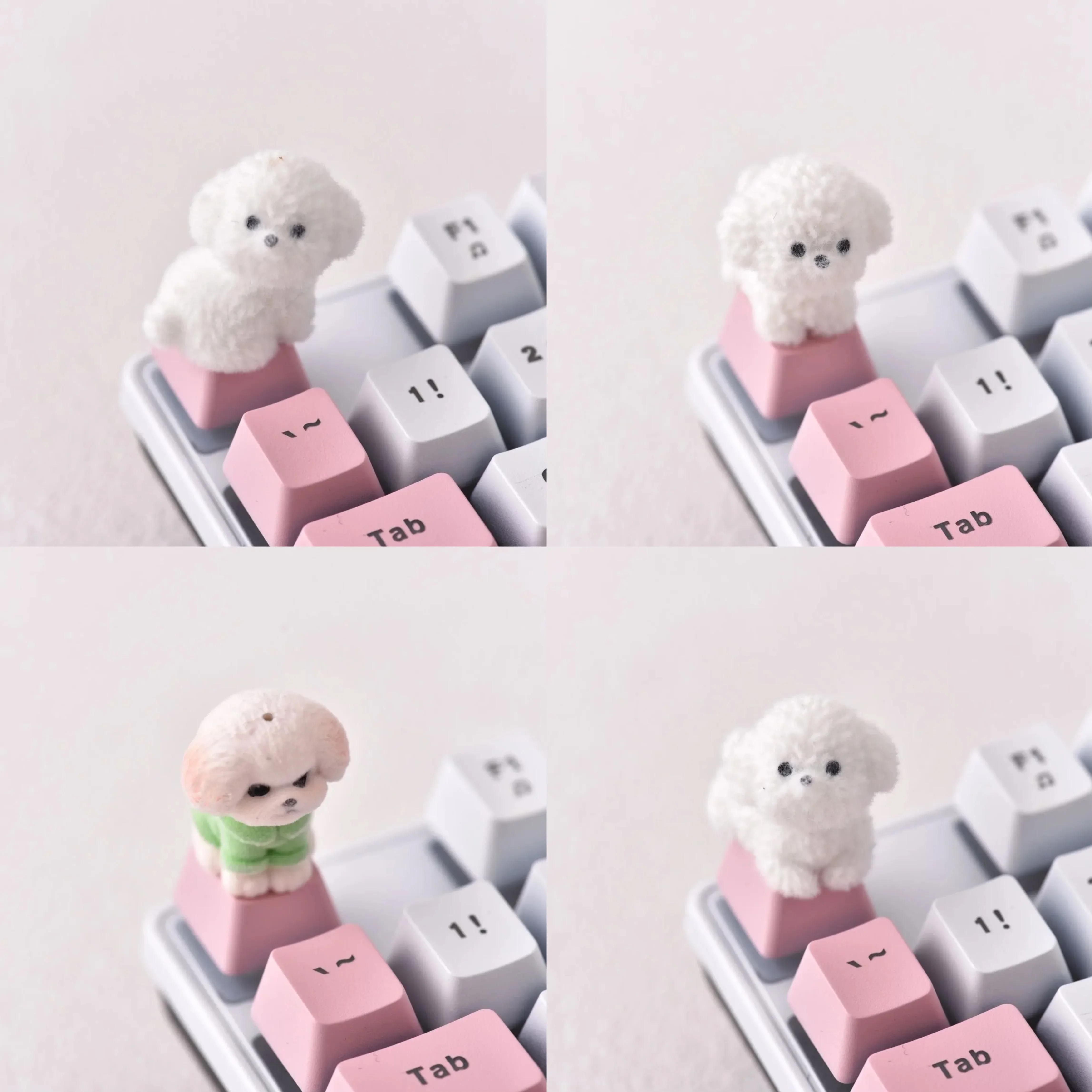 New Plucked Teddy Dog Keycaps DIY Handmade Customized Cross Axis Mechanical Keyboard  Keycaps Personalized Creative Keycaps