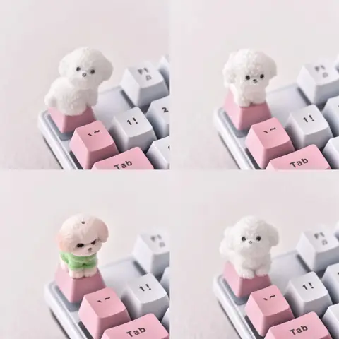 New Plucked Teddy Dog Keycaps DIY Handmade Customized Cross Axis Mechanical Keyboard  Keycaps Personalized Creative Keycaps