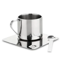 Hot Sale Stainless Steel Coffee Tea Cup Mug Saucer Spoon Double Wall Hot Cold Coffee Tea Water Drinks Thermal Mugs