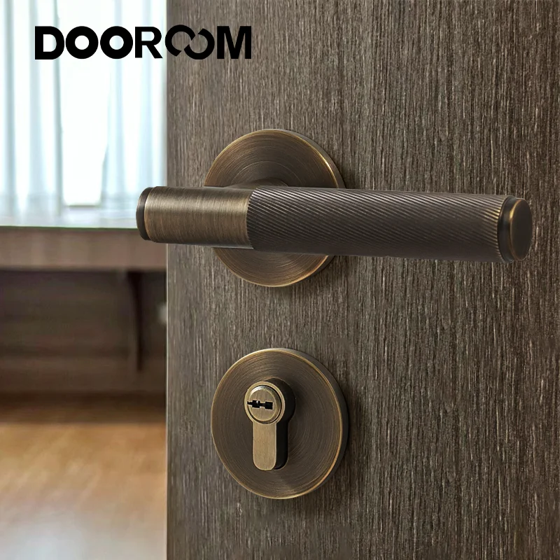 Imagem -02 - Dooroom-brass Knurled Door Lock Handle Grupo Privacidade Manequim Interior Quarto Banheiro Duplo Lever Madeira Interior Preto Ouro Novo