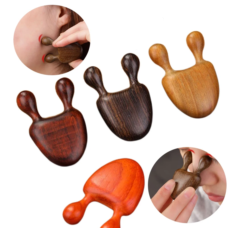 

1PCS Red Rosewood Facial Massage Comb Wooden Handle Piece Golden Sandalwood Eye Nose Massage Small Snail Comb масажеры для лица