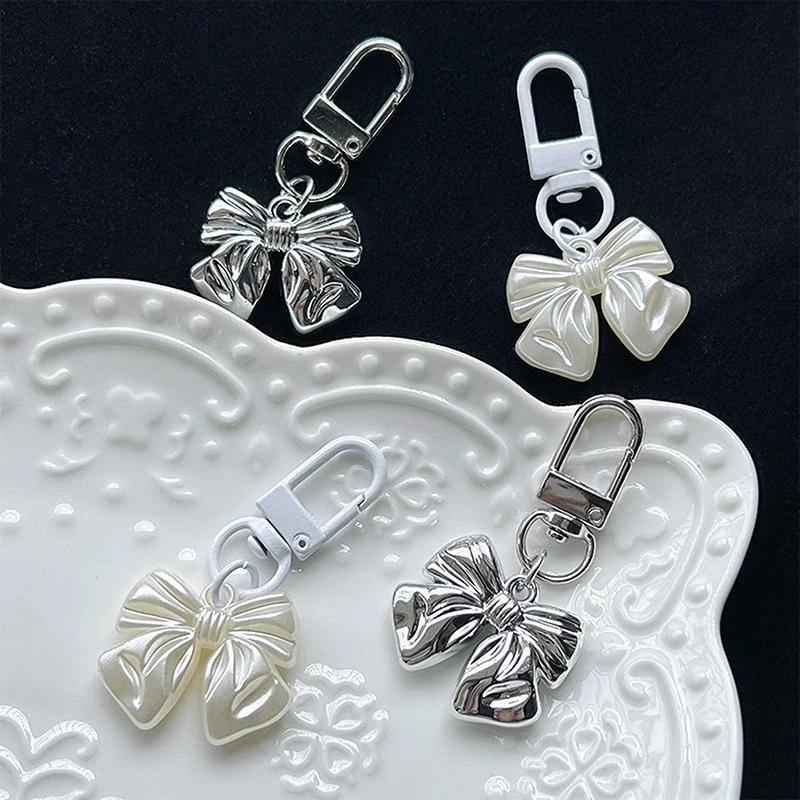 

1PC Vintage Bowknot Keyring Simple Style Y2K Bow Keychain Fashion Bag Pendant Backpack Hanging DIY Accessories