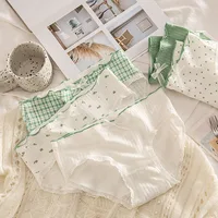 5Pcs/set Pure Cotton Sweet Bow Lace Women Panties Mid-Waist Girls Briefs Floral Underpants Soft Shorts Sexy Female Lingeries 2