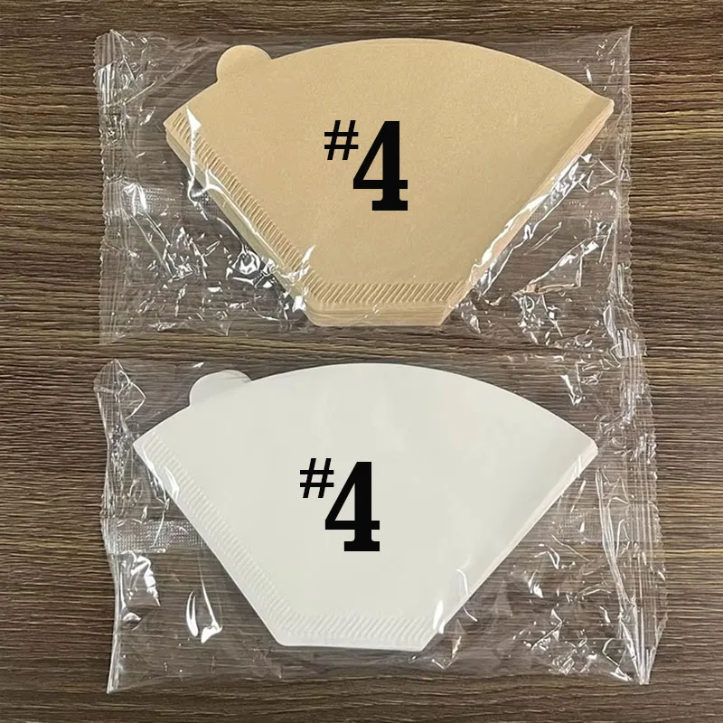 50-100pcs #4 Coffee Filter Paper Unbleached Brown Filter Paper Large 5-8 Cups for Pour Over and Drip Coffee Home Cafes