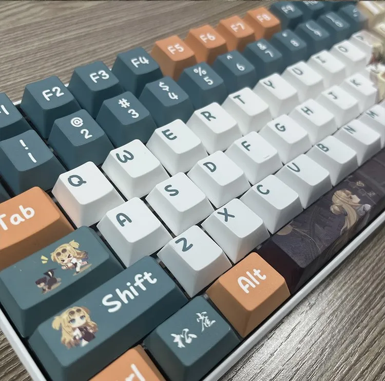 Songque-Honkai Impact Keycaps, DYE, Sublimation Key Cover, None Cross, MX Switch, Keycaps for Mechanical Keyboard Gift, 128 PBT