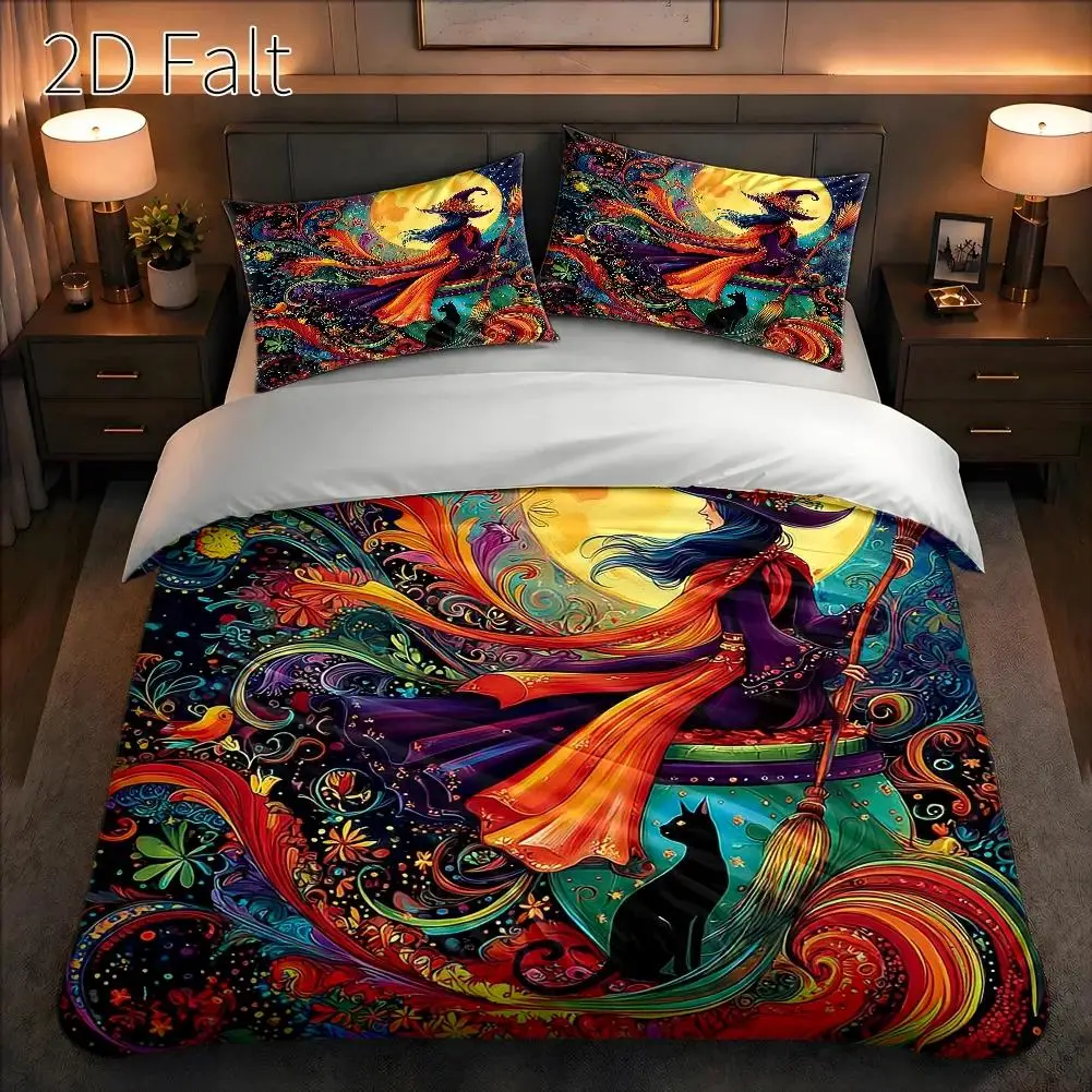 Christmas Three-Piece Bedding Set with Pillowcase and Duvet Cover Santa Claus, Sleigh, Reindeer, Christmas Tree, Santa Claus, Igloo Design Pattern Ultra-Soft Printed Duvet Cover Set 3 Pieces Bedding Set Quilt Cover