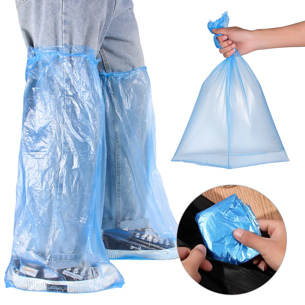 1/5/10Pairs Plastic Thick High-Top Disposable Anti-Slip Plastic Waterproof Rain Shoe Covers Good Quality Rain Shoe Covers