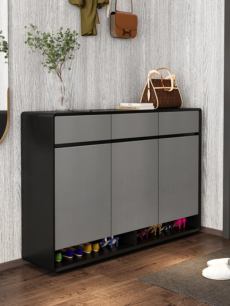 2Modern minimalist shoe cabinets black solid wood small-sized luxury large-capacity lockers storage lockers