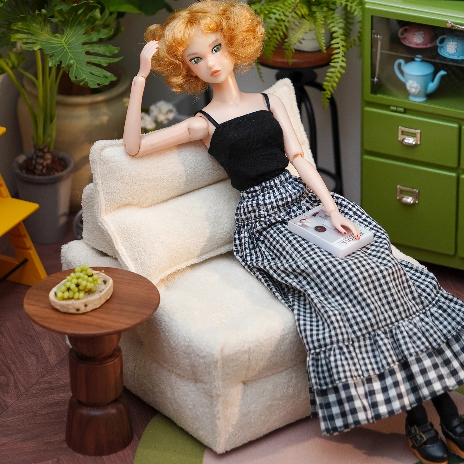 1/6 Doll House Model Furniture Accessories Tofu Sofa 3pcs Set Bjd Ob11 Gsc Blyth Soldier Lol Kitchen Scene Photo Props Decor Toy