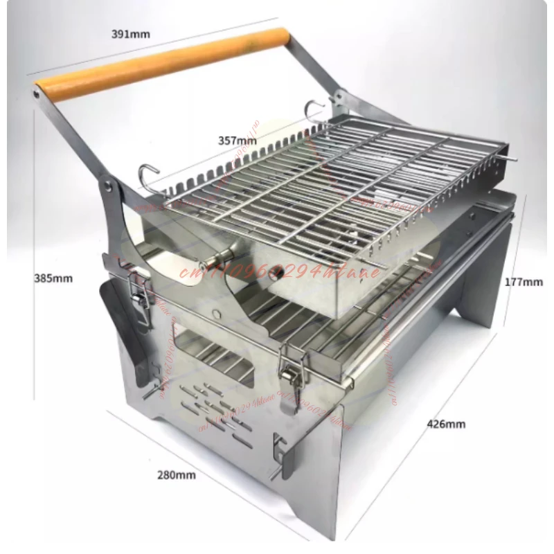 

Портативный угольный гриль-барбекю для дома и улицы, разборный, с вращающейся решеткой, для сада и кемпинга