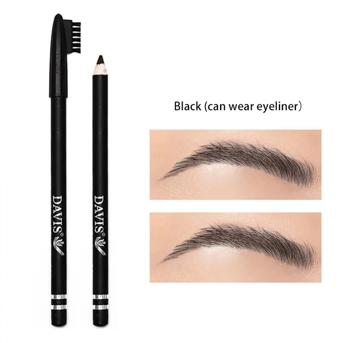 Short Wooden Rod Eyebrow Pencil With Eyebrow Comb Eyeliner Pen Black Dark Coffee Color Eye Makeup Pen Cosmetic