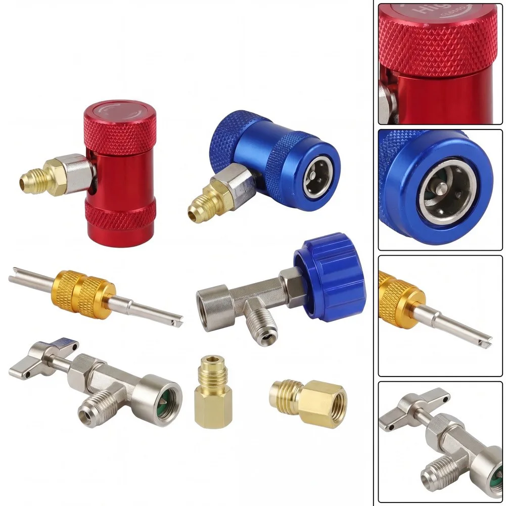 /Car A/C Quick/ Coupler/ Adapter Kit With Self-Sealing Can Tap Valve For R1234YF Plastic Metal Car Replacement Engine Parts