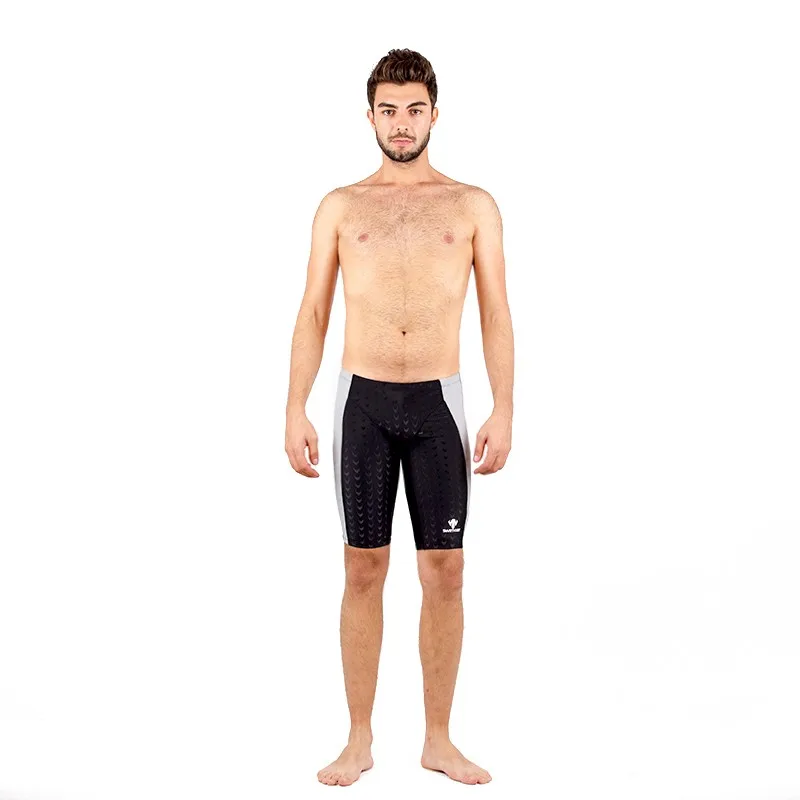 Professional Sharkskin Fabric Men\'s Swimming Trunks Medium and Large Boy\'s Shorts Competition Training