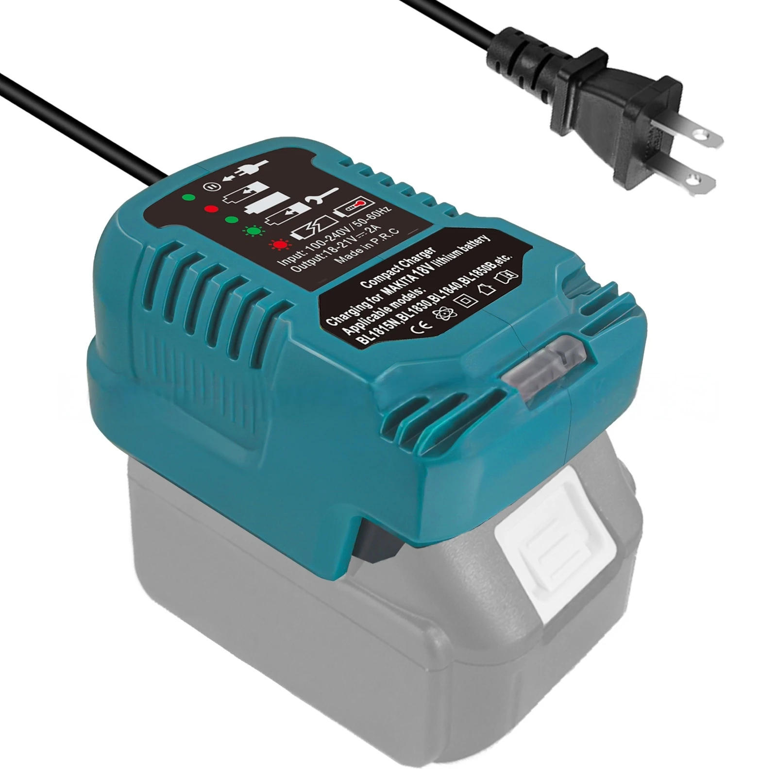 Portable Mini Charger with LED Indicator Compatible for Makita 18V Lithium Batteries Power Tool Battery Charger US/EU/UK Plugs image 3