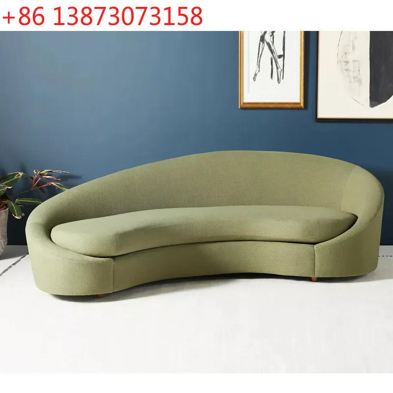 

Nordic modern light luxury curved fabric sofa Italian minimalist special-shaped creative beauty salon club three-person sofa