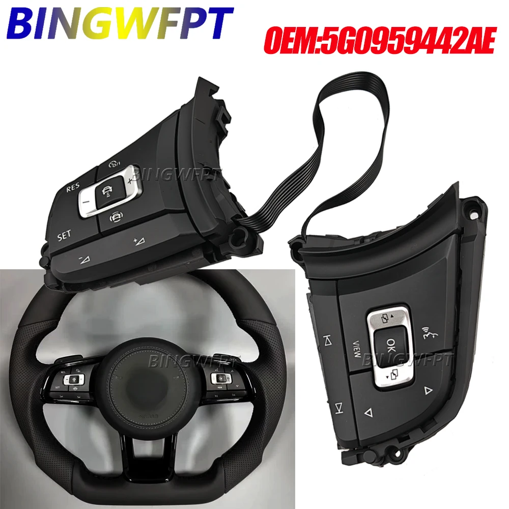 For VW Golf 7 Passat CC Arteon T-Roc Tiguan Touran R Line GTI 5G0959442N Multi Functional Steering Wheel Buttons With ACC