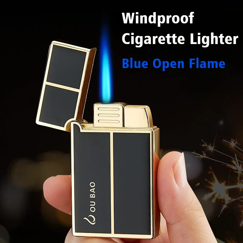 

New Metal Cigar Ignifier Steel Sound Windproof Blue Flame Lighter Inflatable Open Flame Cigarette Lighters & Smoking Accessories