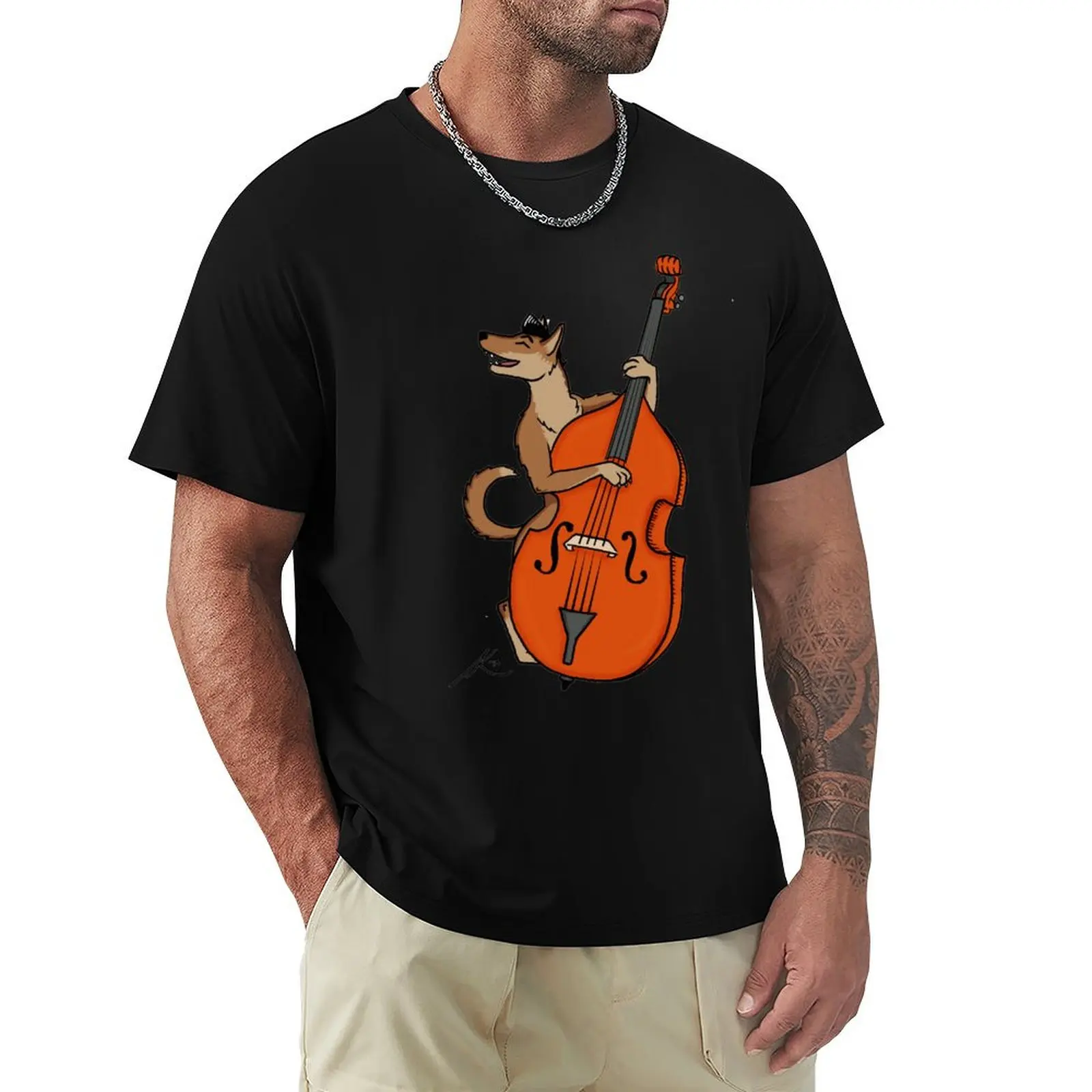 Ding, Rockabilly Bass T-Shirt Vintage Style Printed Top