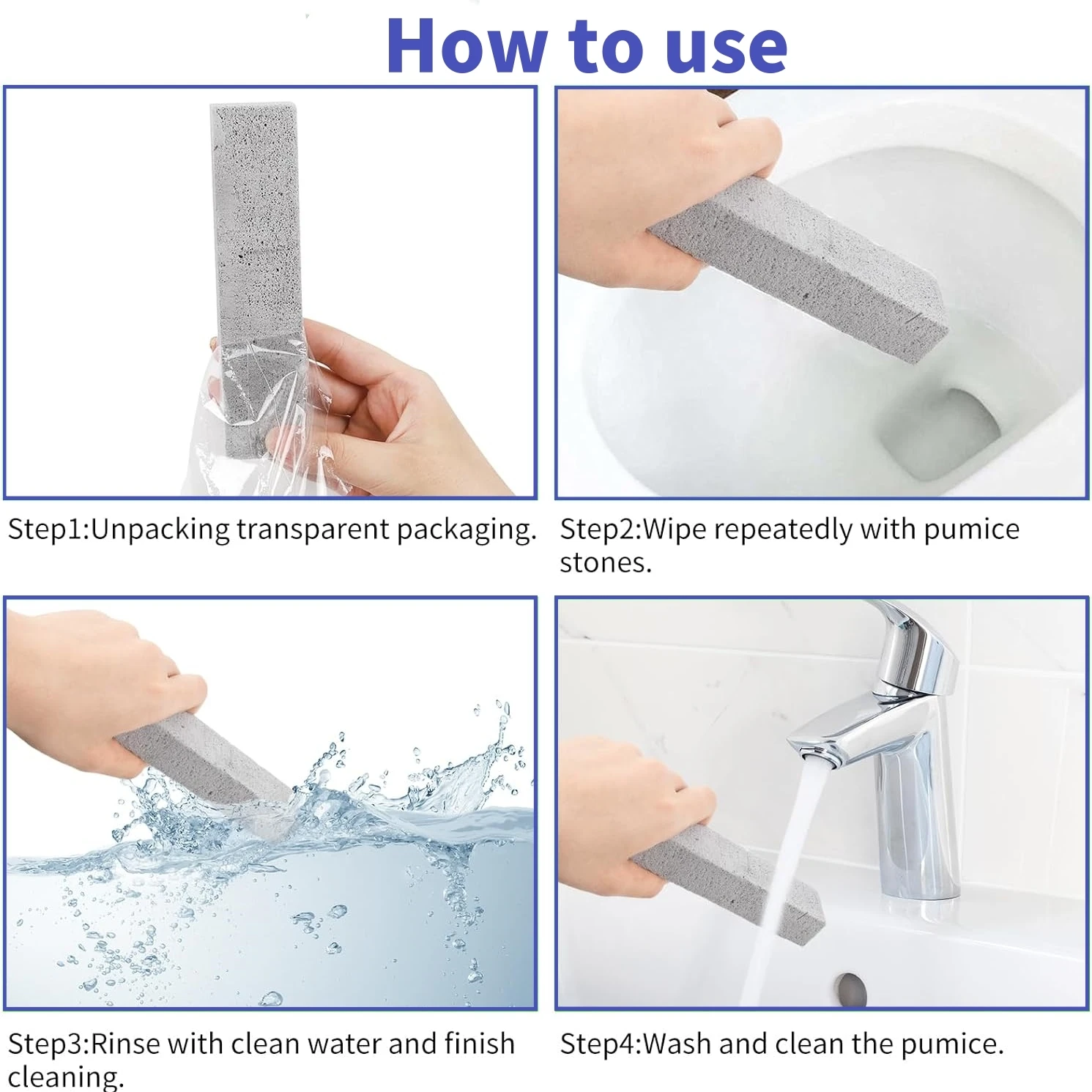 6PCS Pumice Stone Cleaning Stick Toilet Limescale Rust Stain Removal Brush Bathroom Tile Sink Household Washing Cleaner Tools